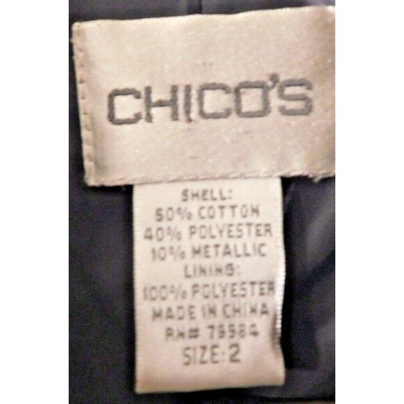 Chico Size 2 Dark Gray / Gold / Silver Multi Color Blazer / Jacket  RN79984 - Picture 6 of 7